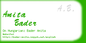 anita bader business card